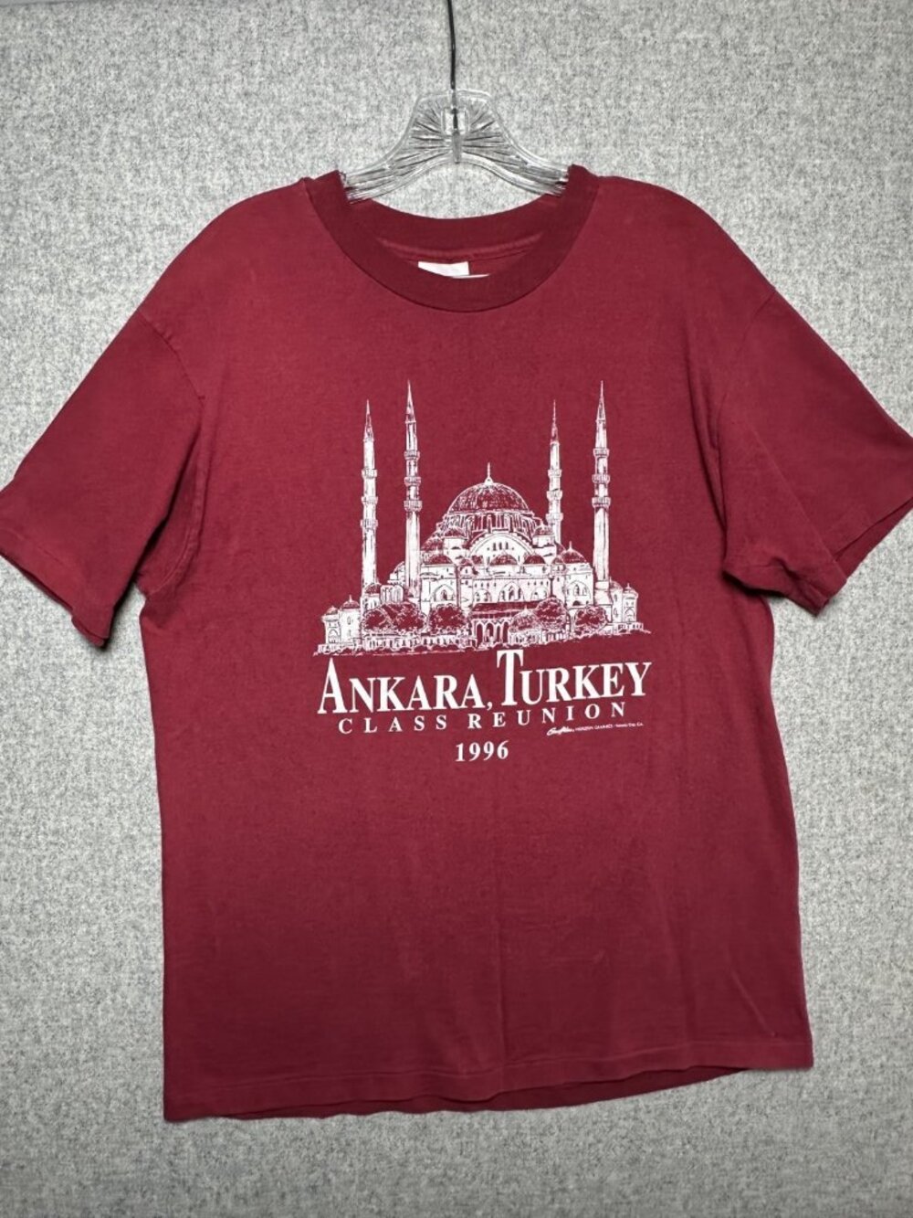 Vintage Hanes Beefy T-Shirt Ankara Turkey 1996 Cotton Short Sleeve Red Single L